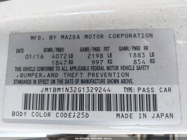 2016 MAZDA MAZDA3 S GRAND TOURING — I9