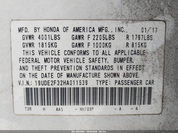 2017 ACURA ILX ACURAWATCH PLUS PACKAGE — I9