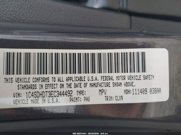 2014 DODGE DURANGO LIMITED — I9