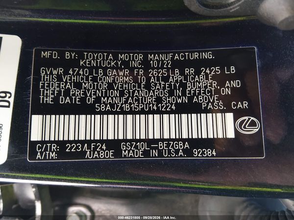 2023 LEXUS ES 350 F SPORT HANDLING — I9