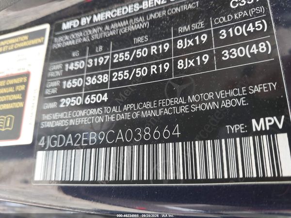 2012 MERCEDES-BENZ ML 350 BLUETEC 4MATIC — I9