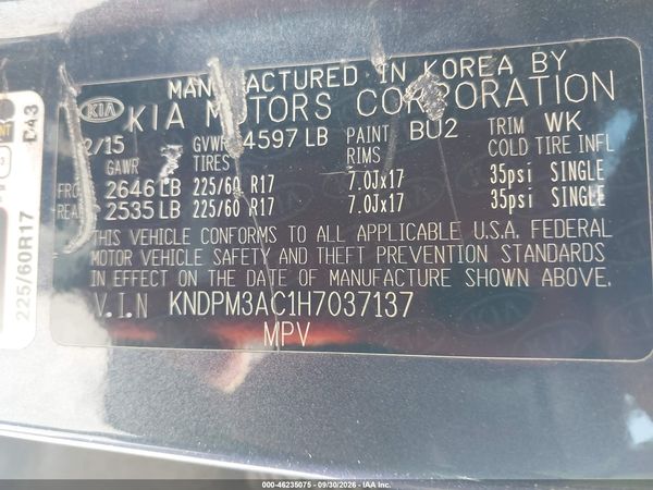 2017 KIA SPORTAGE LX — I9