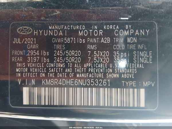 2022 HYUNDAI PALISADE SEL — I9