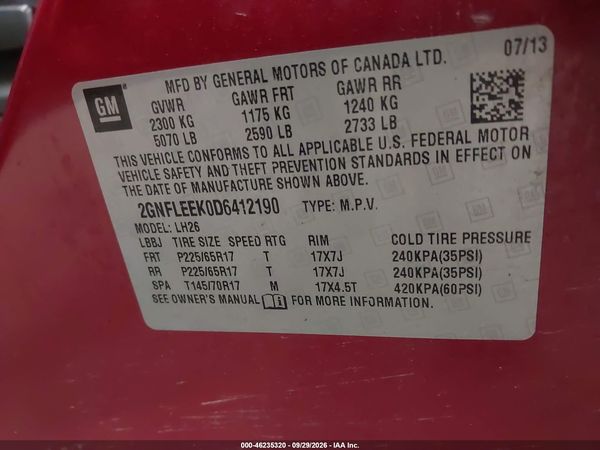 2013 CHEVROLET EQUINOX 1LT — I9
