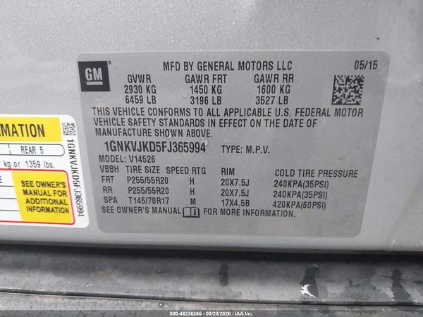 2015 CHEVROLET TRAVERSE LTZ — I9