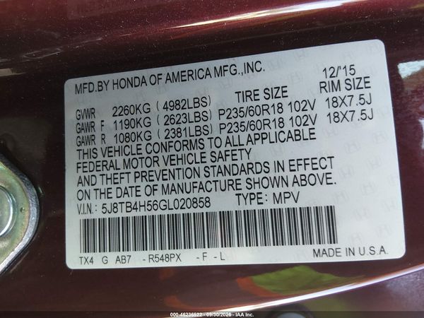 2016 ACURA RDX — I9