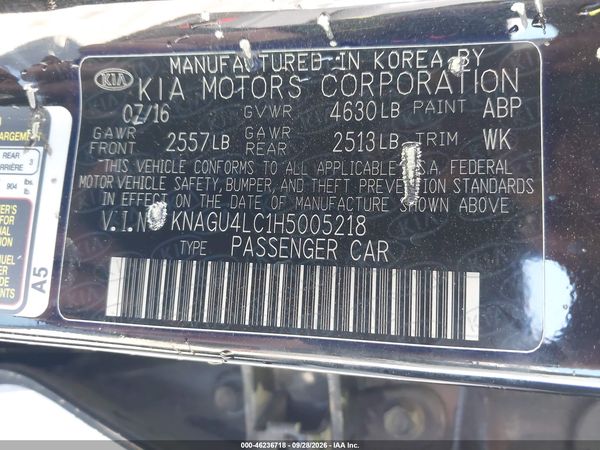 2017 KIA OPTIMA HYBRID EX — I9