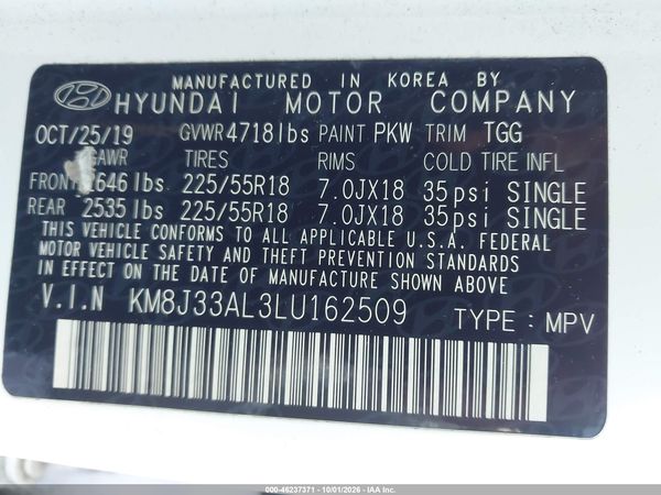 2020 HYUNDAI TUCSON SEL — I9