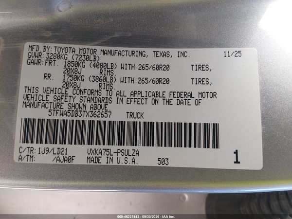 2026 TOYOTA TUNDRA LIMITED CREWMAX 5.5' BED — I9