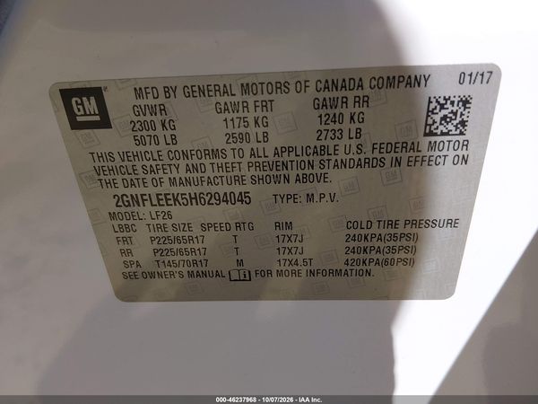 2017 CHEVROLET EQUINOX LS — I9