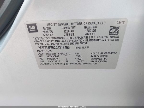 2012 CHEVROLET EQUINOX 2LT — I9