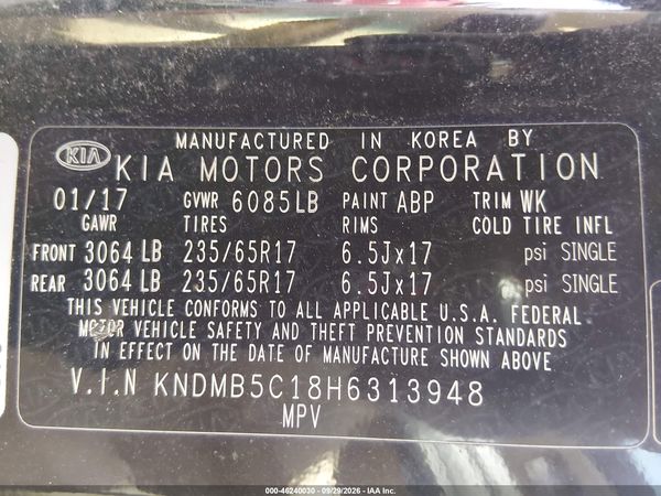 2017 KIA SEDONA LX — I9