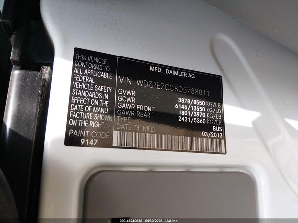2013 MERCEDES-BENZ SPRINTER 2500 NORMAL ROOF — I9