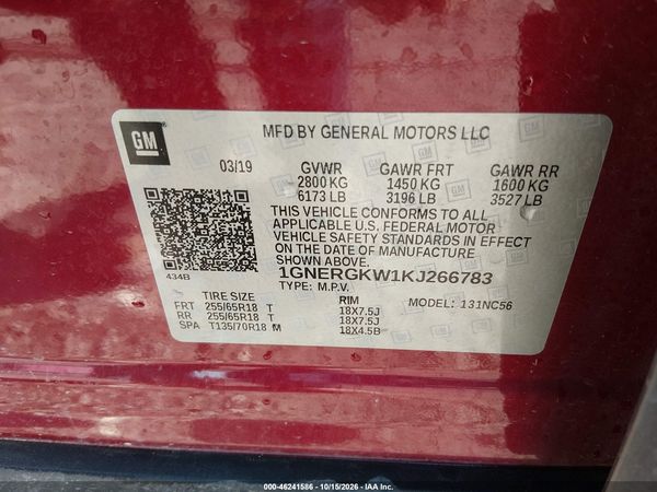 2019 CHEVROLET TRAVERSE 1LT — I9