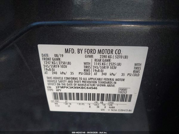 2019 FORD EDGE TITANIUM — I9