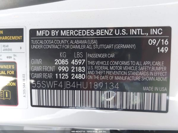 2017 MERCEDES-BENZ C 300 C300 — I9