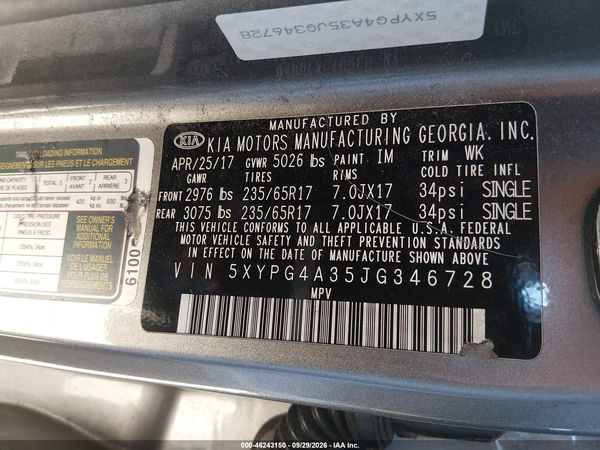 2018 KIA SORENTO 2.4L LX — I9