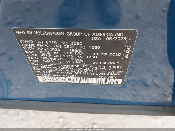 2026 VOLKSWAGEN ATLAS SE WITH TECHNOLOGY — I9