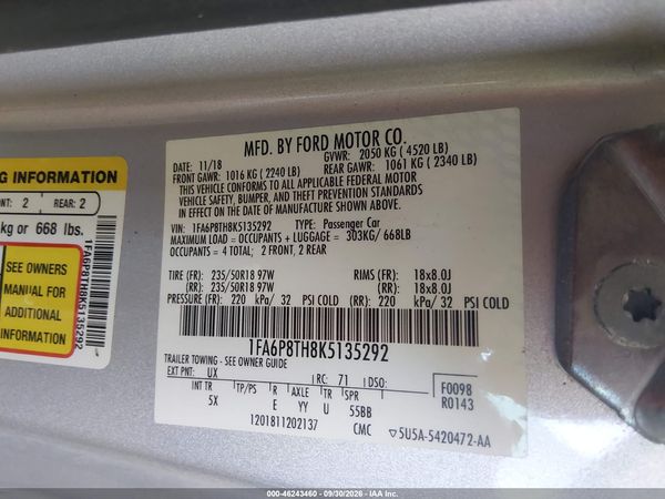 2019 FORD MUSTANG ECOBOOST PREMIUM — I9
