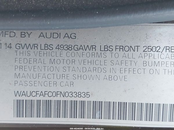 2015 AUDI A6 2.0T PREMIUM — I9