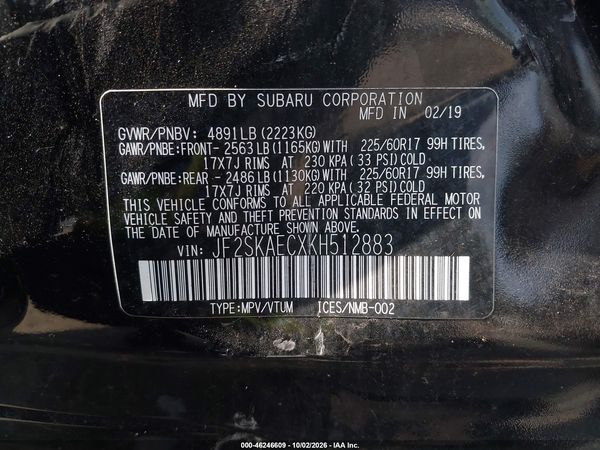 2019 SUBARU FORESTER PREMIUM — I9
