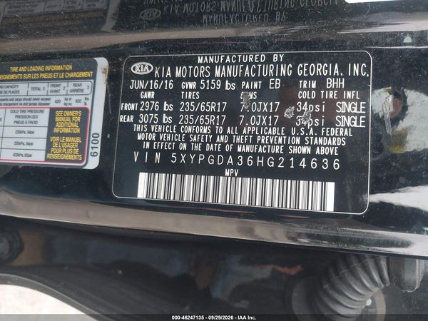 2017 KIA SORENTO 2.4L LX — I9