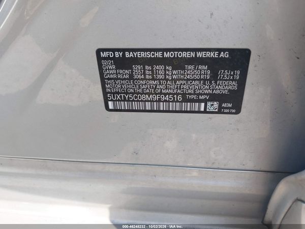 2021 BMW X3 XDRIVE30I — I9