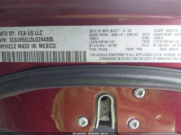 2020 RAM 2500 BIG HORN  4X4 6'4 BOX — I9