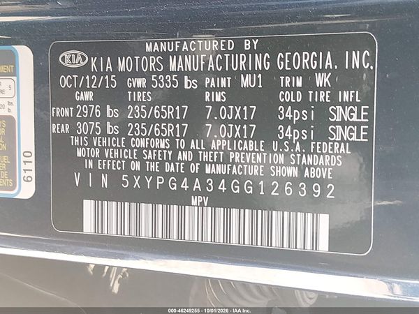 2016 KIA SORENTO LX — I9