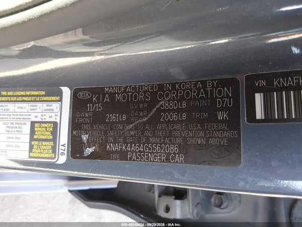 2016 KIA FORTE LX — I9