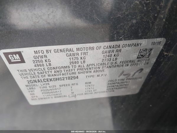 2017 CHEVROLET EQUINOX LT — I9