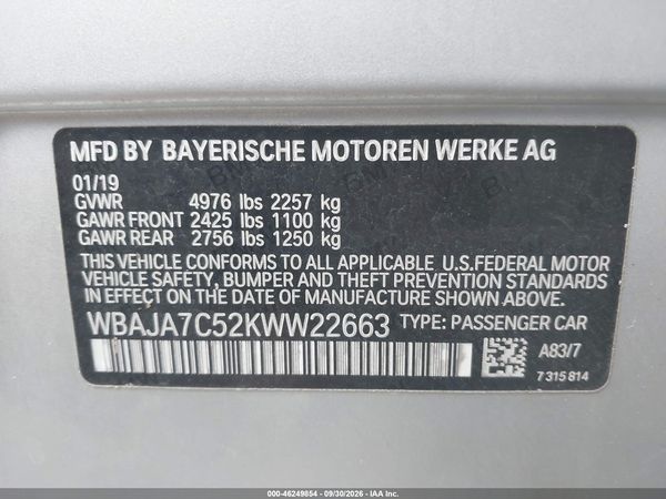2019 BMW 530I XDRIVE — I9