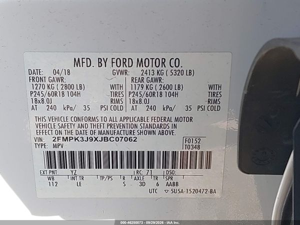 2018 FORD EDGE SEL — I9