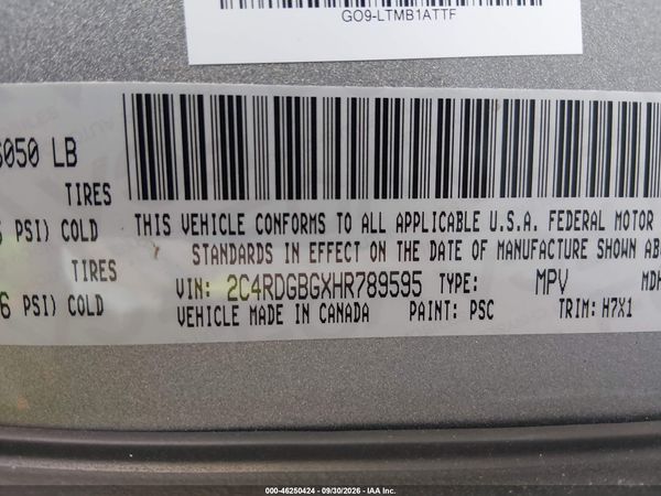 2017 DODGE GRAND CARAVAN SE — I9