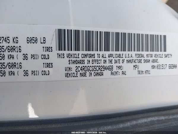 2012 DODGE GRAND CARAVAN SXT — I9