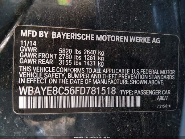 2015 BMW 750LI — I9