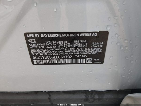 2020 BMW X3 SDRIVE30I — I9