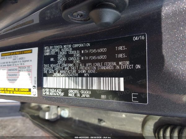 2016 TOYOTA 4RUNNER LIMITED — I9