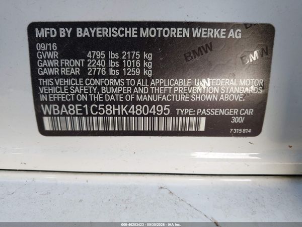 2017 BMW 330E IPERFORMANCE — I9