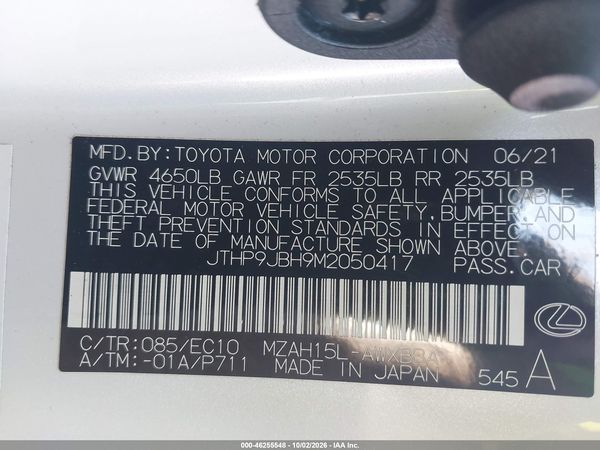 2021 LEXUS UX 250H 250h Premium — I9