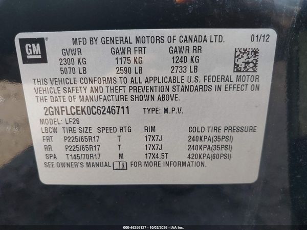 2012 CHEVROLET EQUINOX LS — I9
