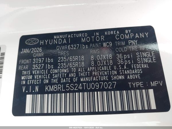 2026 HYUNDAI PALISADE SEL 7P — I9