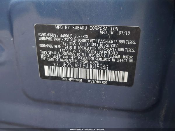 2018 SUBARU FORESTER 2.5I PREMIUM — I9