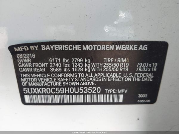 2017 BMW X5 XDRIVE35I — I9