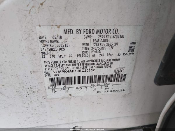 2018 FORD EDGE SPORT — I9