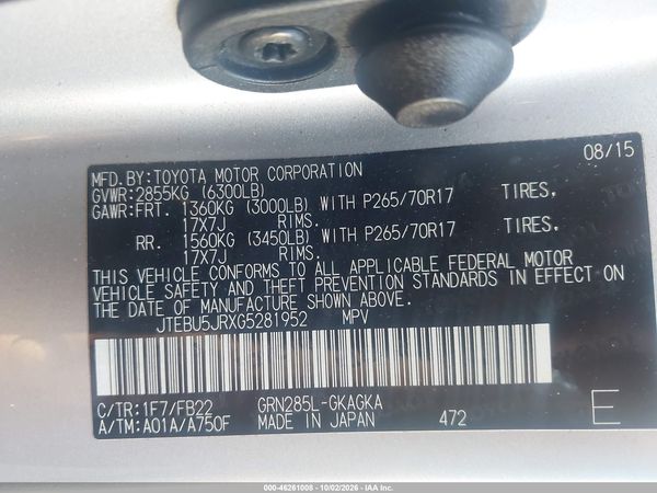 2016 TOYOTA 4RUNNER SR5 — I9