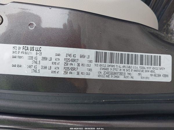 2019 DODGE GRAND CARAVAN SE — I9