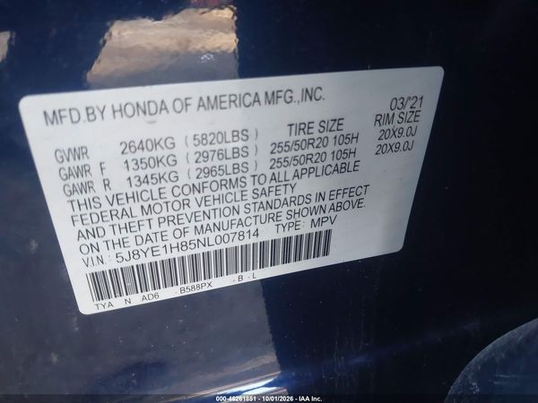 2022 ACURA MDX ADVANCE PACKAGE — I9