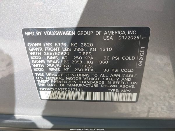 2026 VOLKSWAGEN ATLAS CROSS SPORT SE WITH TECHNOLOGY — I9