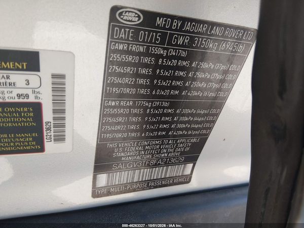 2015 LAND ROVER RANGE ROVER — I9